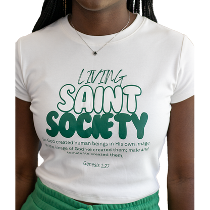 Single Color Saint Society Baby Tee